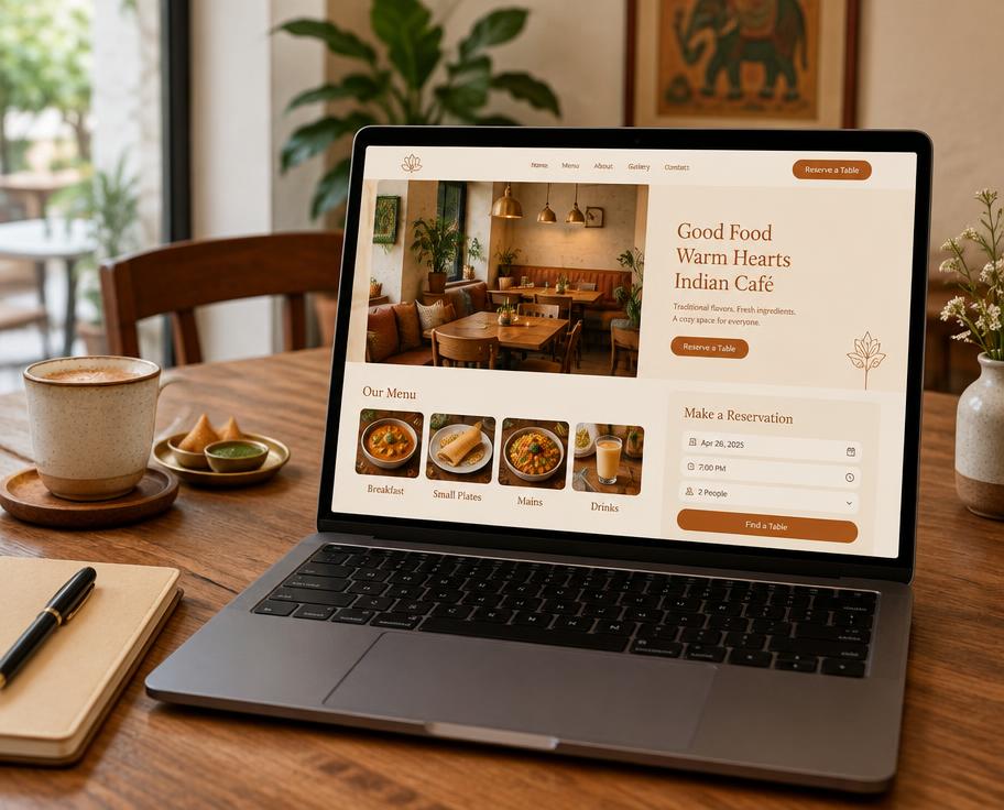 Café storefront website sample concept
